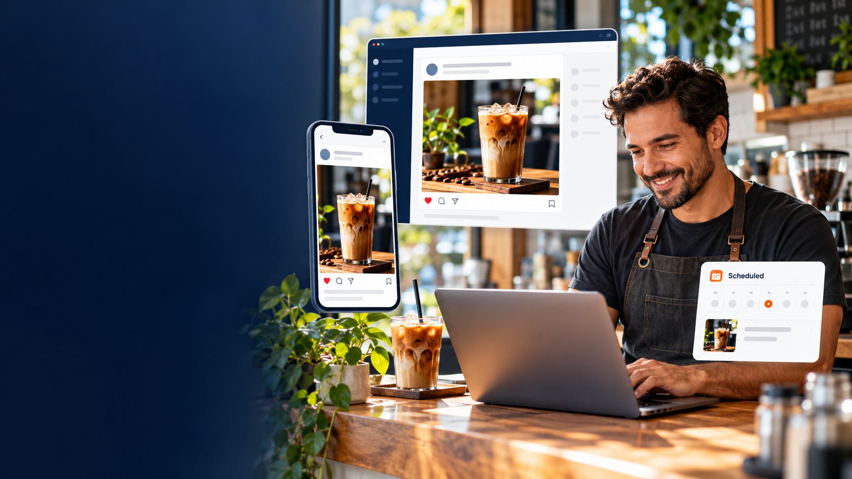 A café's campaign shown together across its social media channels
